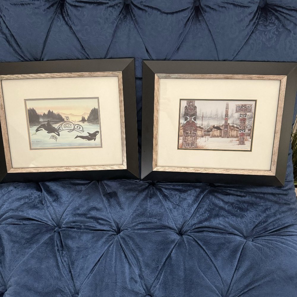Two Framed Alaska Watercolor Prints